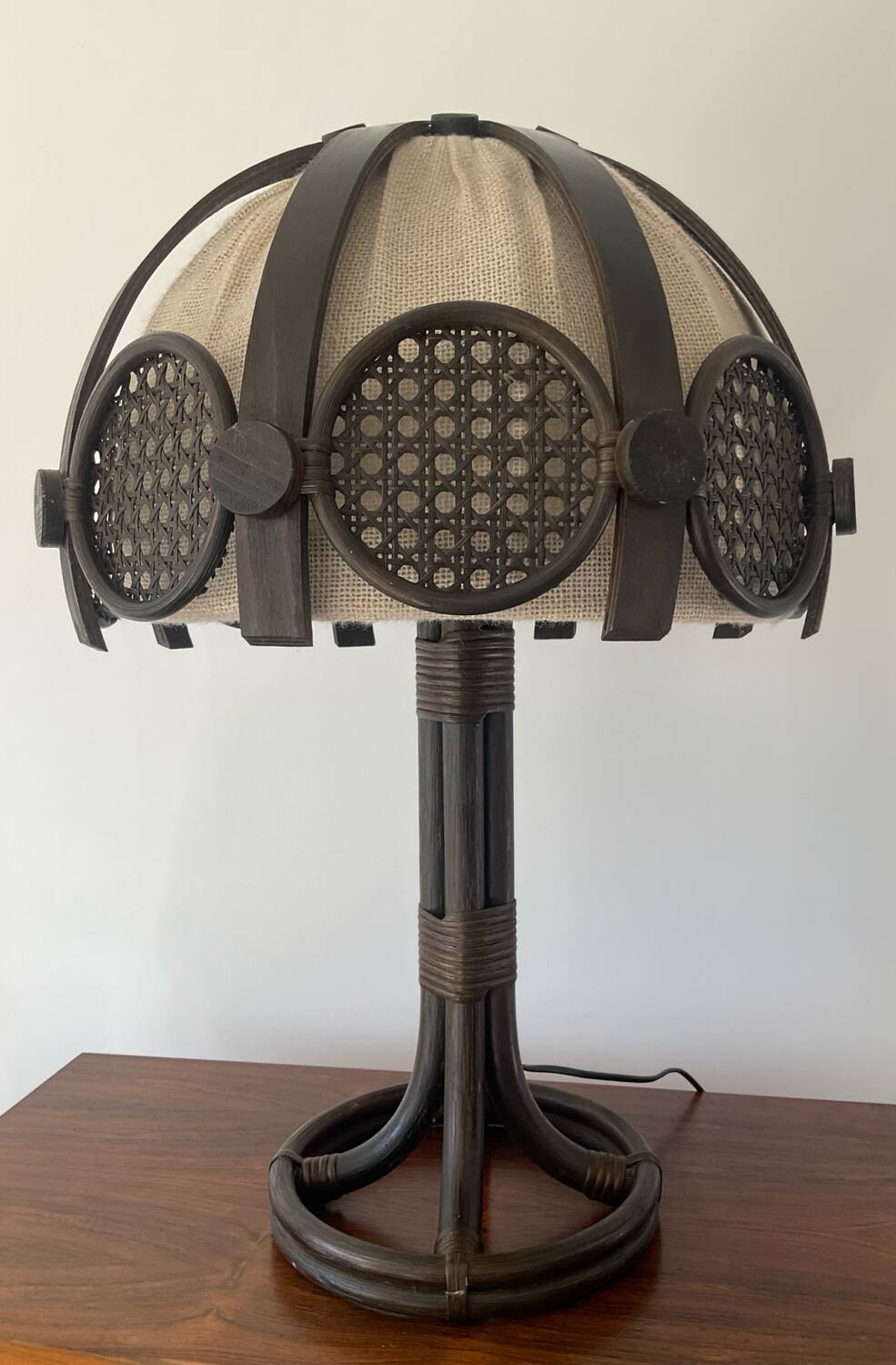 Rattan and cane lamp from the 60s-70s