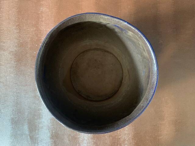 Art Nouveau pot cover in midnight blue ceramic, 1920