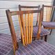 Set of 5 Scandinavian chairs in wood and checked fabric.