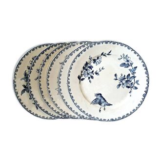 Sarreguemines set of 6 dessert plates model blue favorite