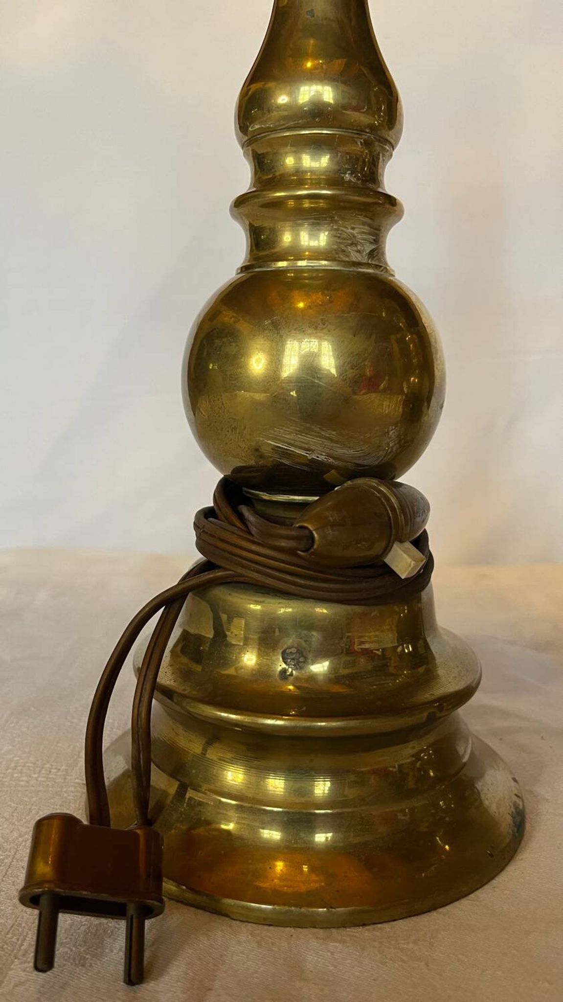 Old gilded bronze candle holder lamp bases