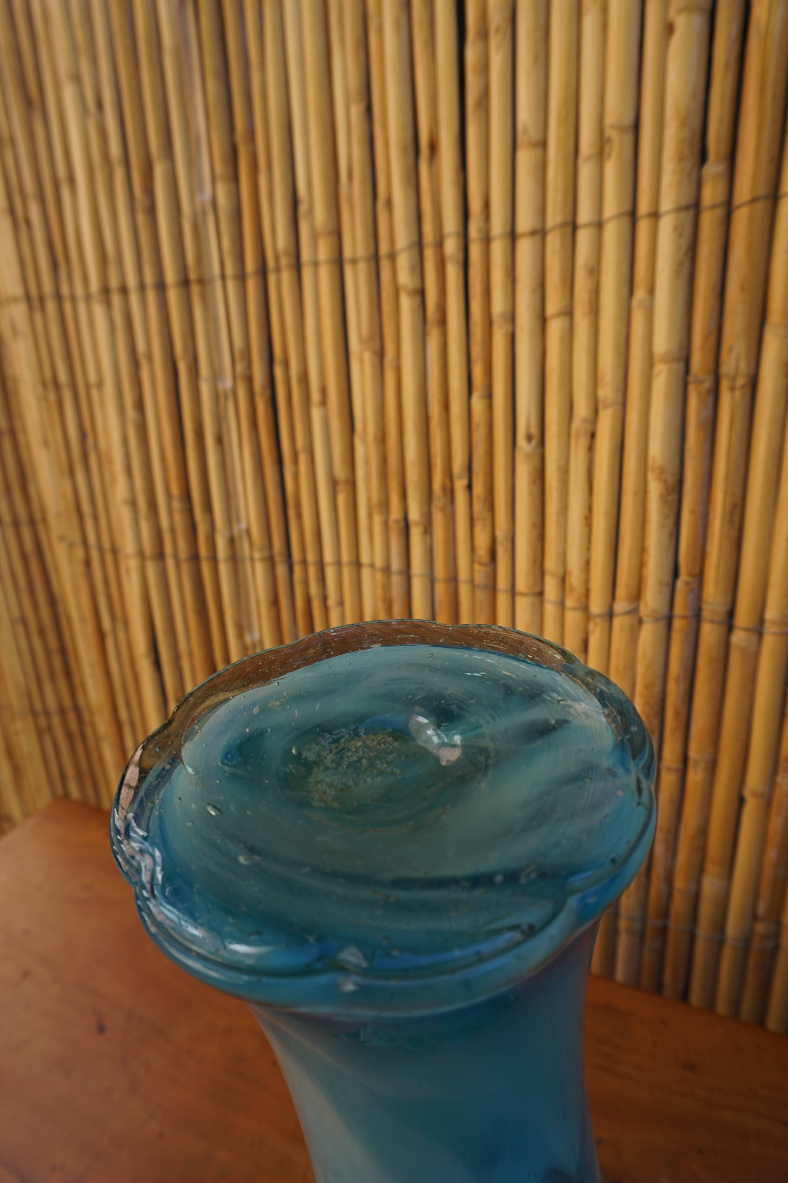 Blown glass vase in flower shape