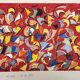 Helmut Dittmann – "Addition", Dynamic Abstract Painting on Red Ground, 1989