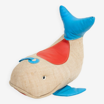 Vintage whale therapeutic toy by Renate Müller for H. Josef Leven, Sonneberg, 1960s