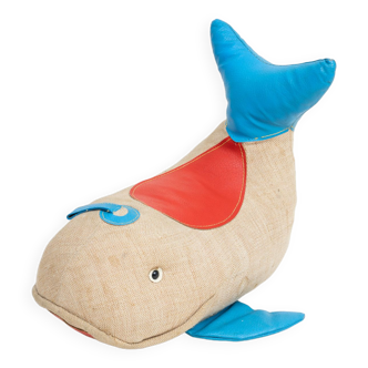 Vintage whale therapeutic toy by Renate Müller for H. Josef Leven, Sonneberg, 1960s