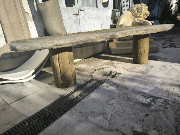 Grande table brutaliste en ardoise