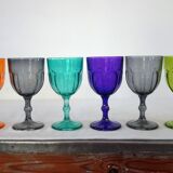 12 grands verres colorés vintage