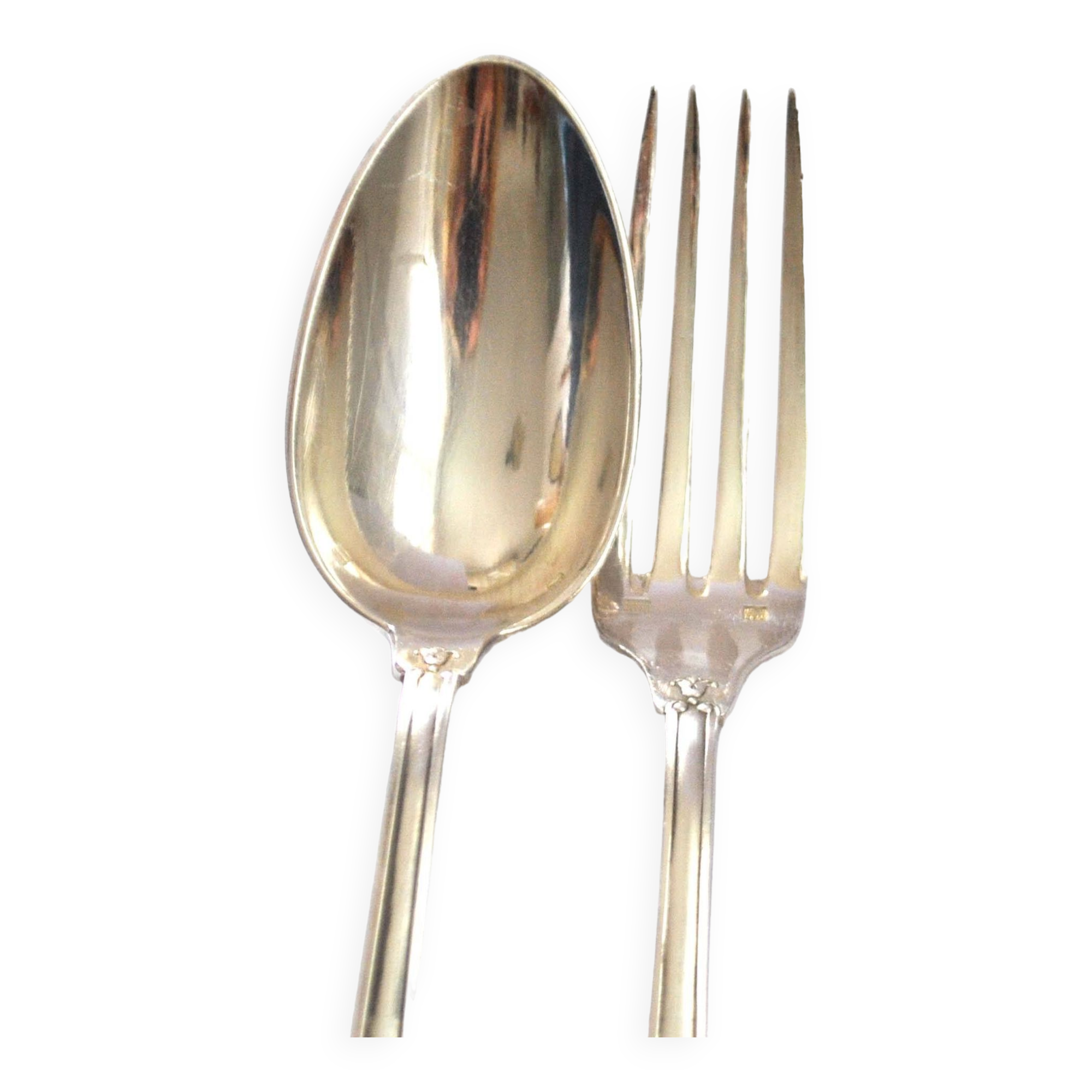 Lot 24 EMPIRE Silver Metal Table Cutlery SFAM model "Sans embarrass" 12 forks and 12 spoons