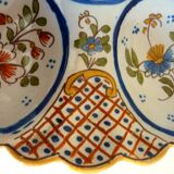 Dish, egg server in hand-painted earthenware, signed Geo Martel