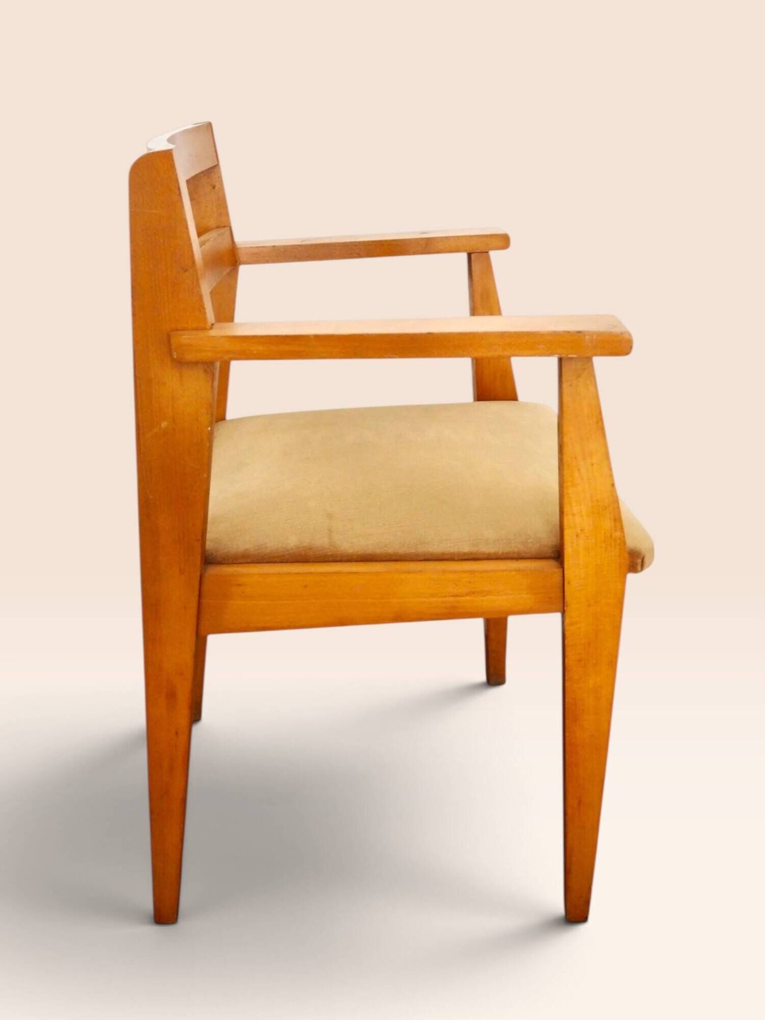 Mid-century armchair in blonde beech
