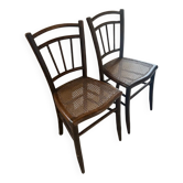 Paire de chaises bistrot en cannage