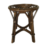 Vintage brown rattan tabout