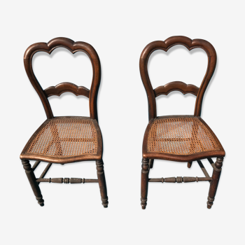 Paire de chaises canées