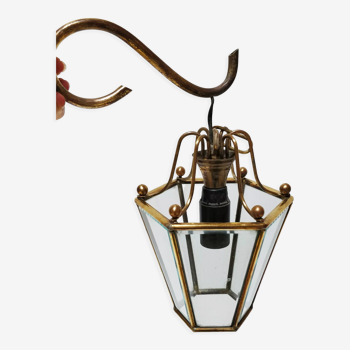 Lanterne en laiton et verres biseautés