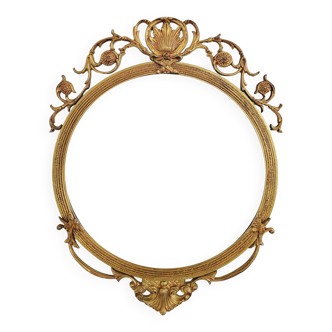 Miroir rond style médaillon en laiton