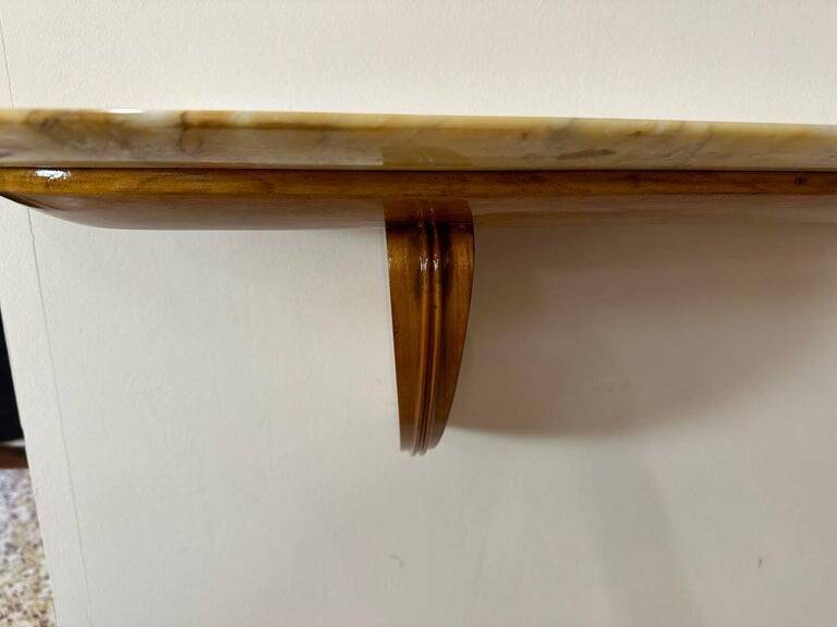 Italian Art Deco Console in Cherry Wood and Siena Marble by Paolo Buffa, 1940s