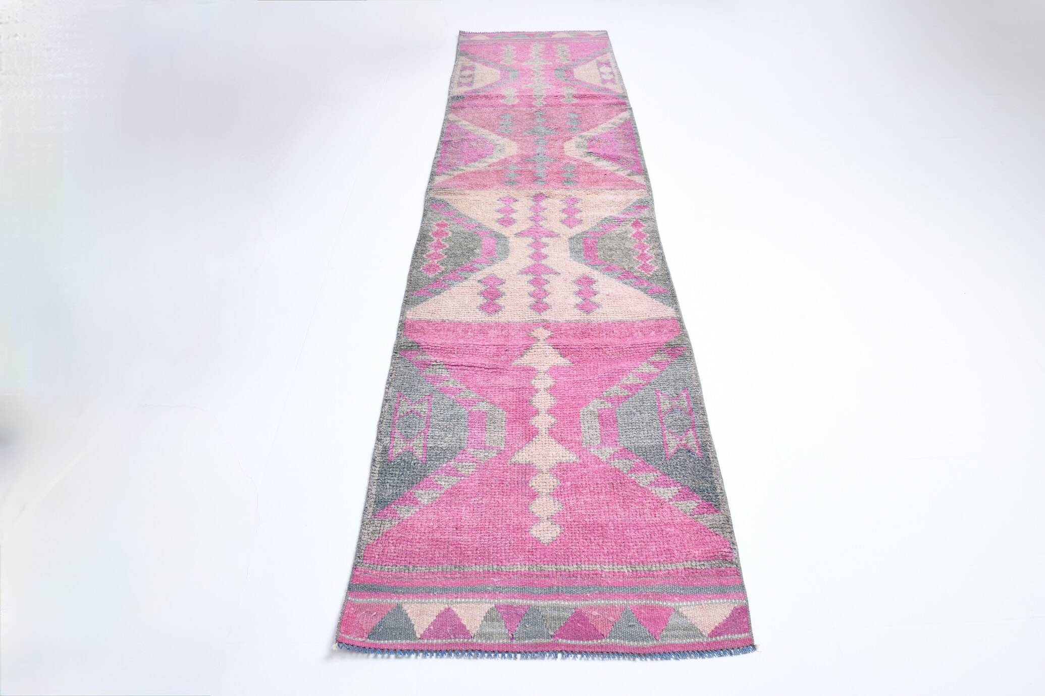 Pink Handmade Runner Rug, 82x336Cm