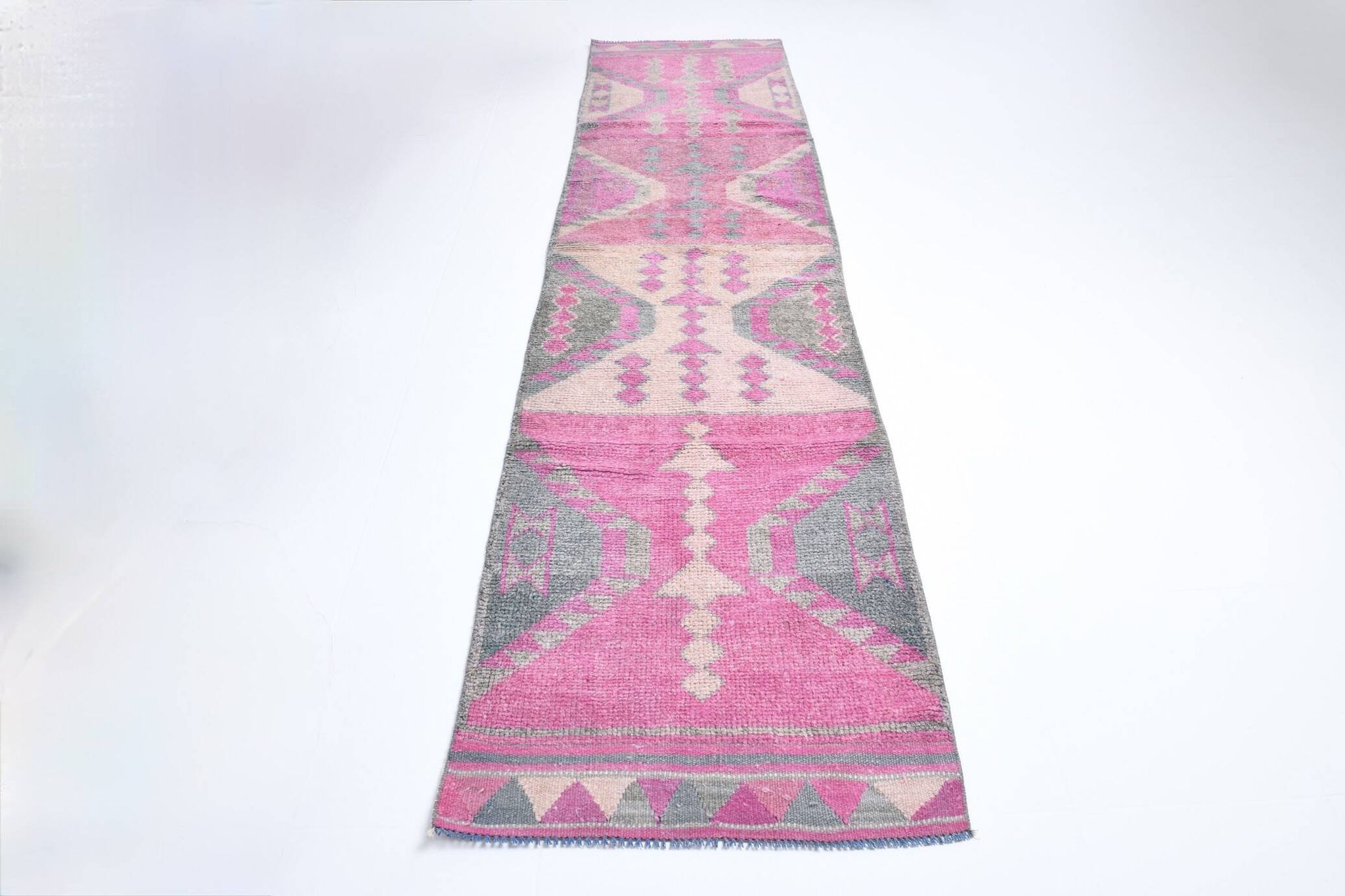 Pink Handmade Runner Rug, 82x336Cm