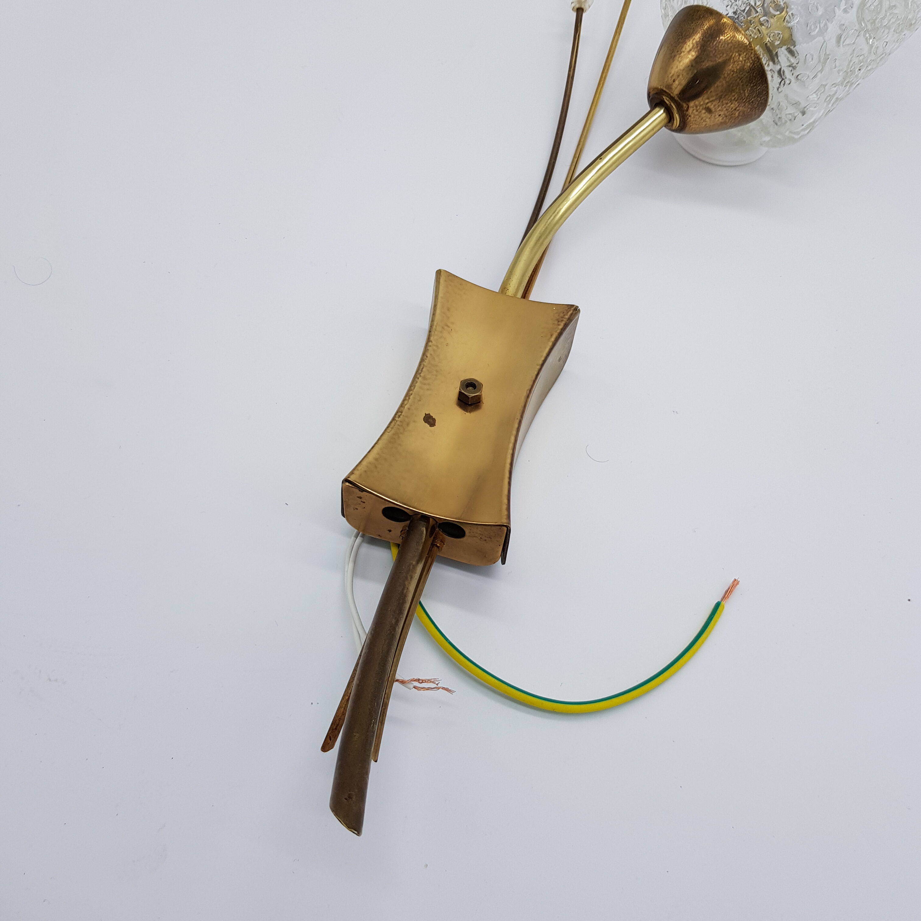 Wall light 50s 60s golden brass and glass shape cob