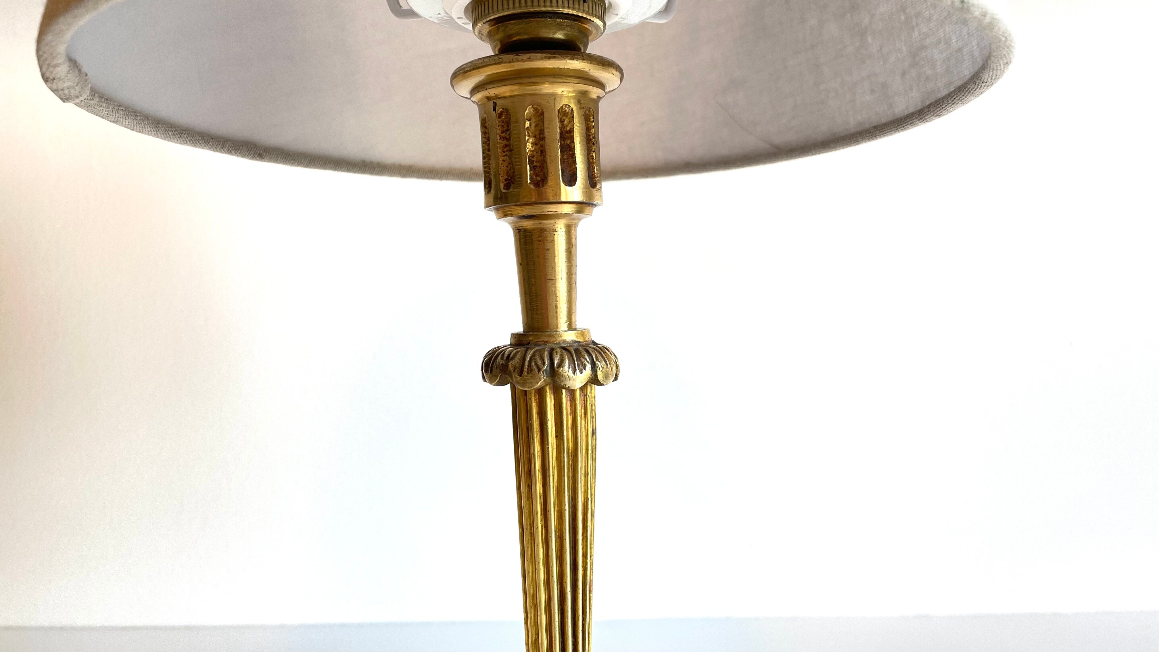 Lamp solid brass and vintage fabric