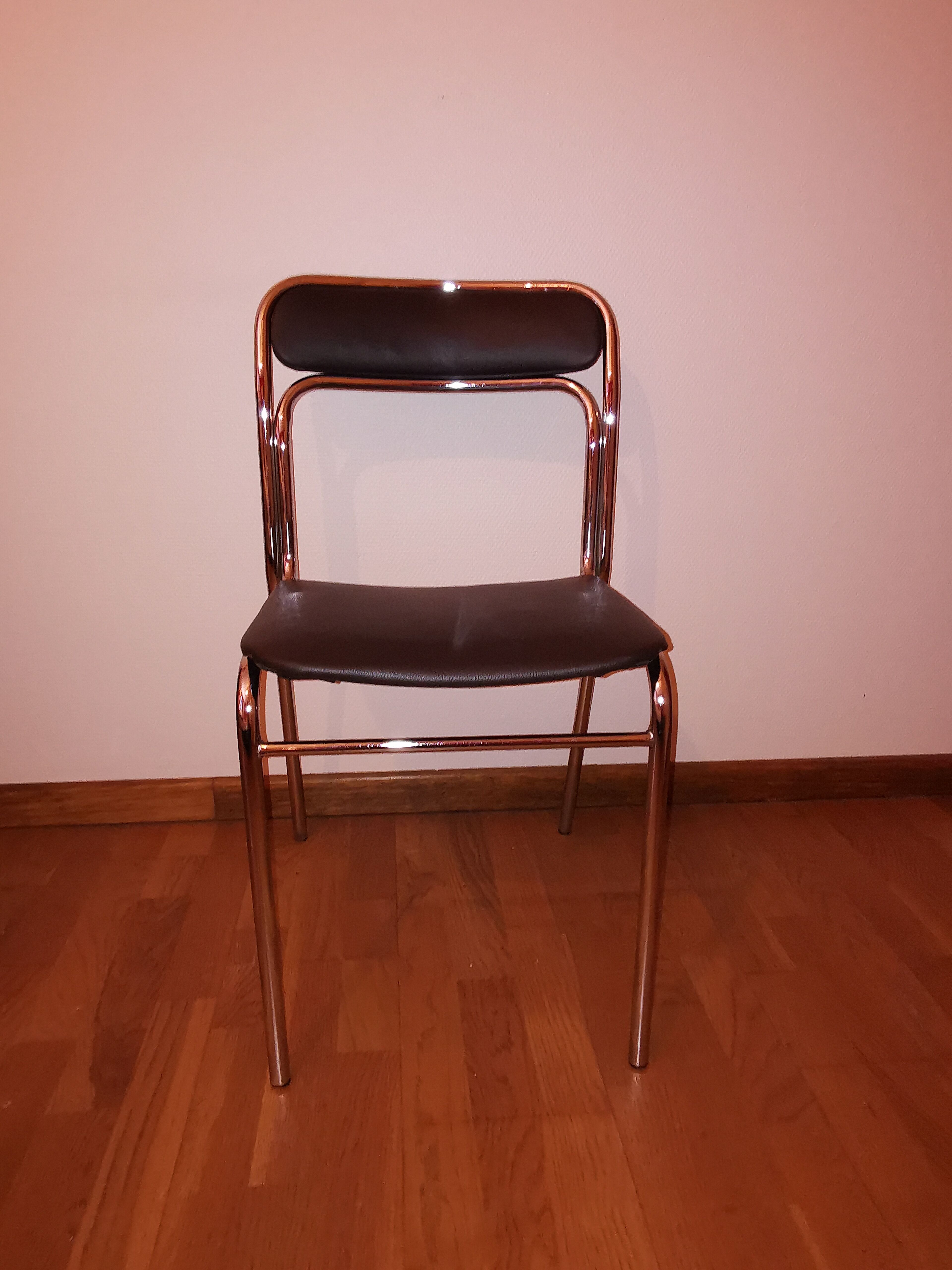 Paire de chaises vintage métal chromé