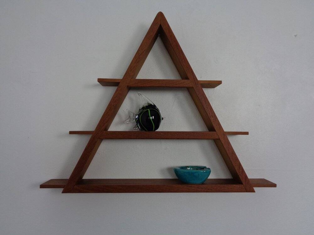 Triangular Teak Wall Shelf, Denmark, 1970s