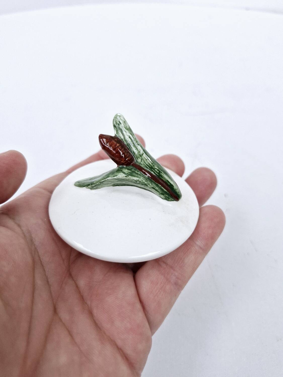 Vintage ceramic tea set barbotine duck reeds hand painted