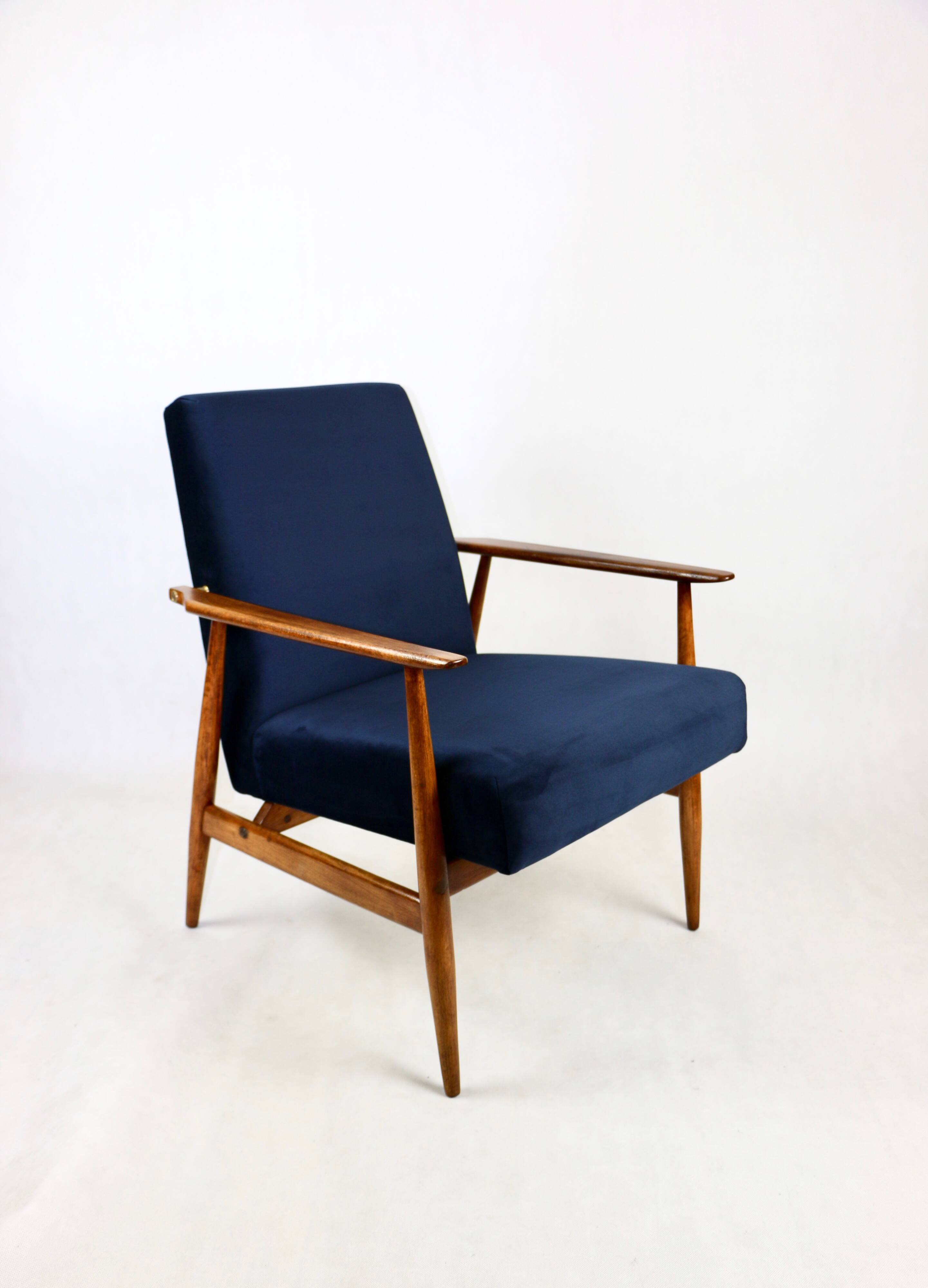 Armchair 'Lis', 1970s navy blue design by Henryk Lis
