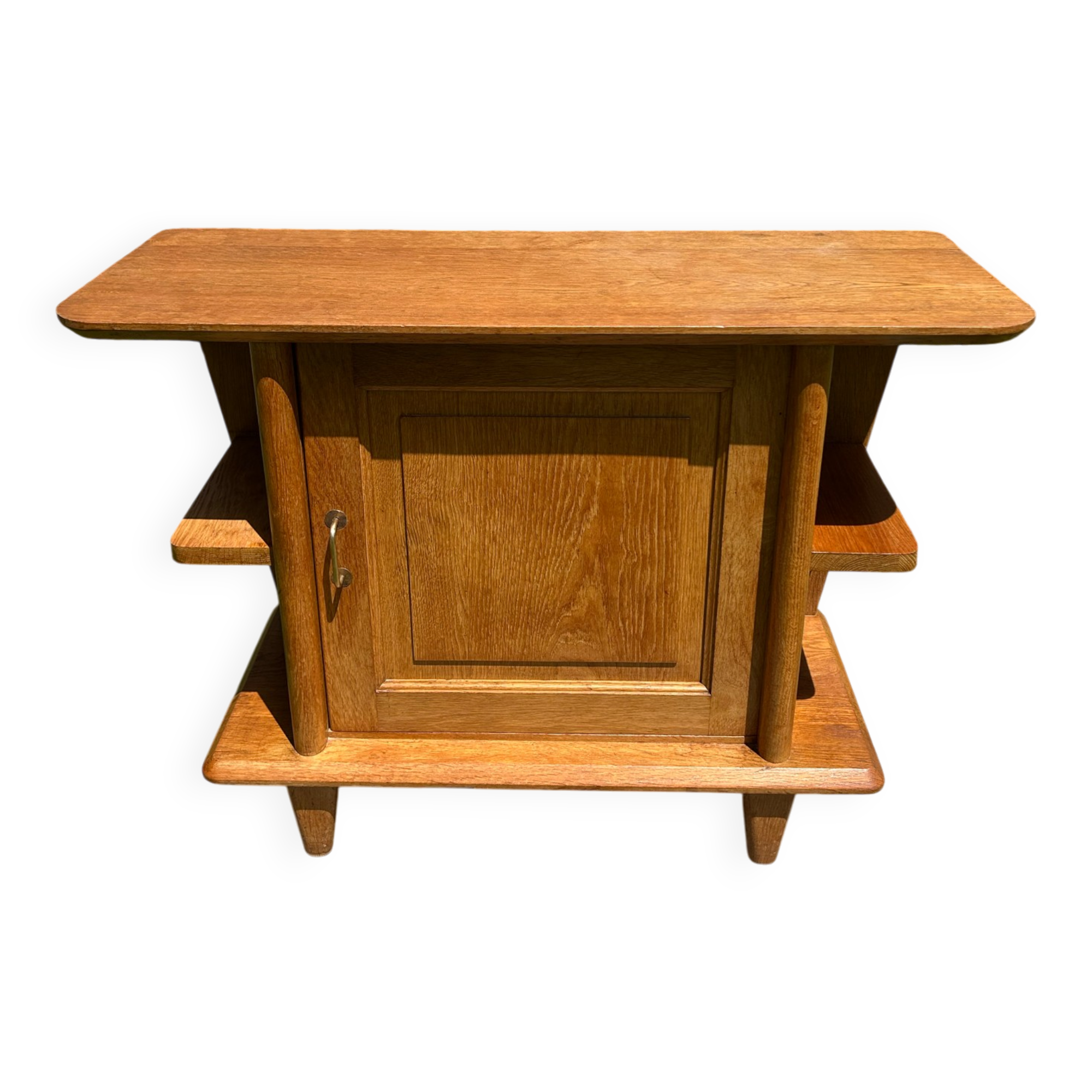 Small vintage solid light oak bar from the 1950s.