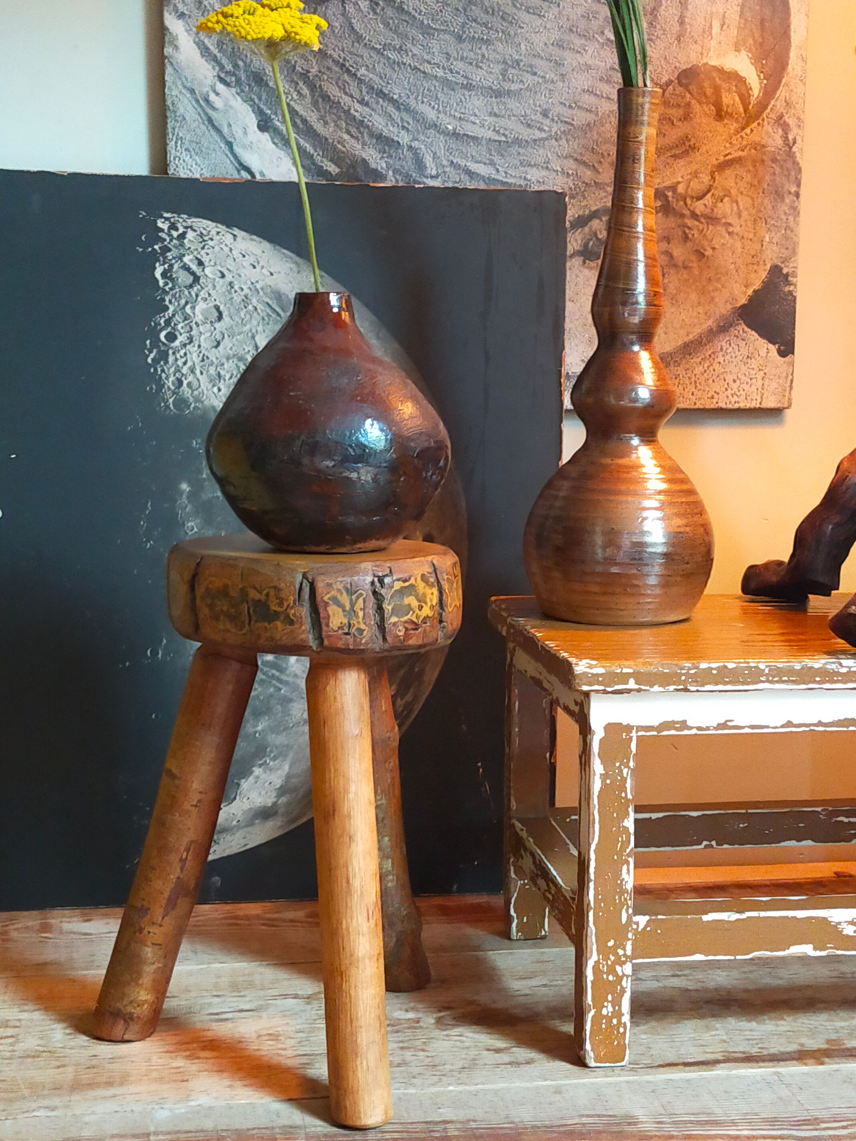 Tripod side stool solid wood Art-popular vintage