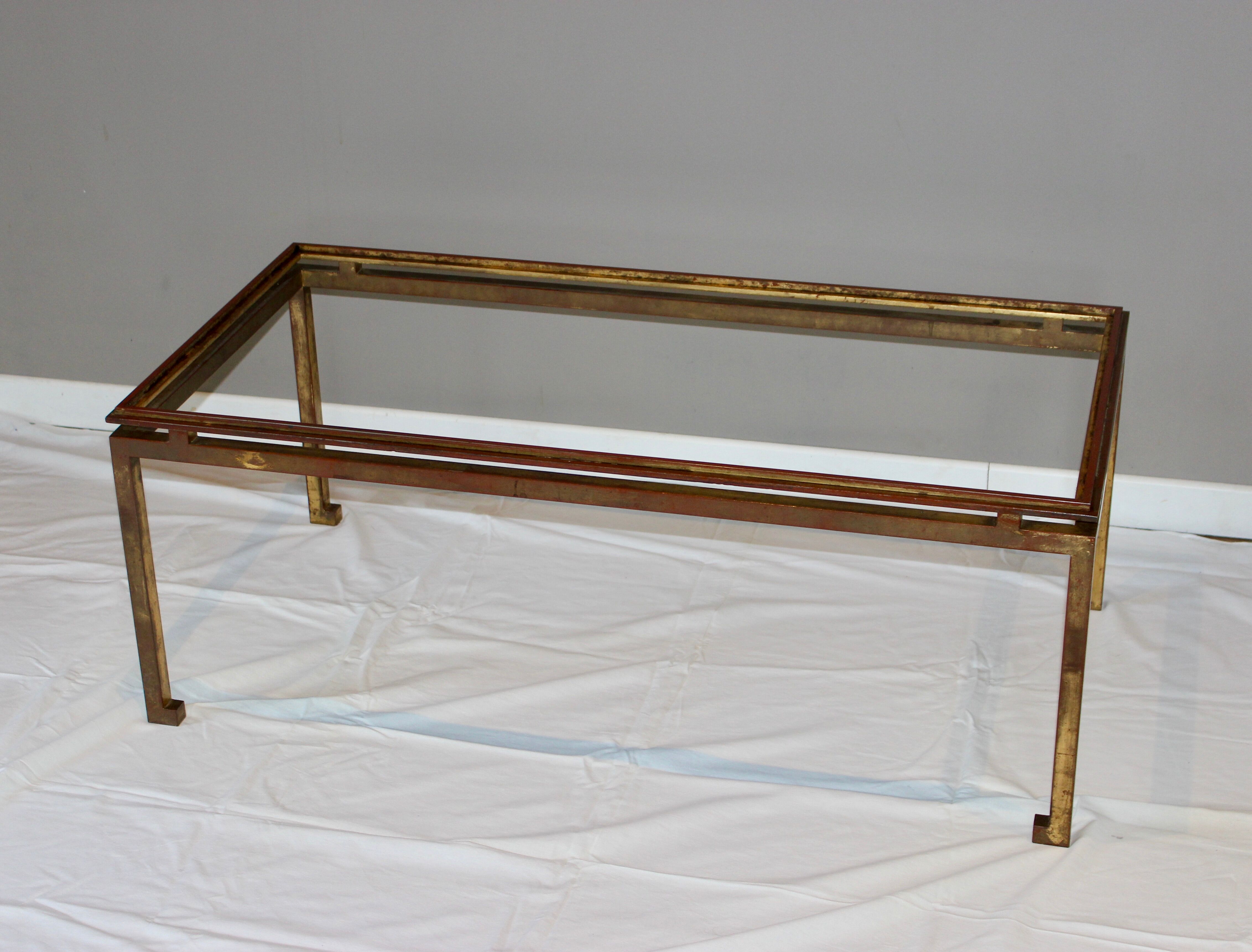 Rectangular gold wrought iron coffee table on sheet, Ramsay House