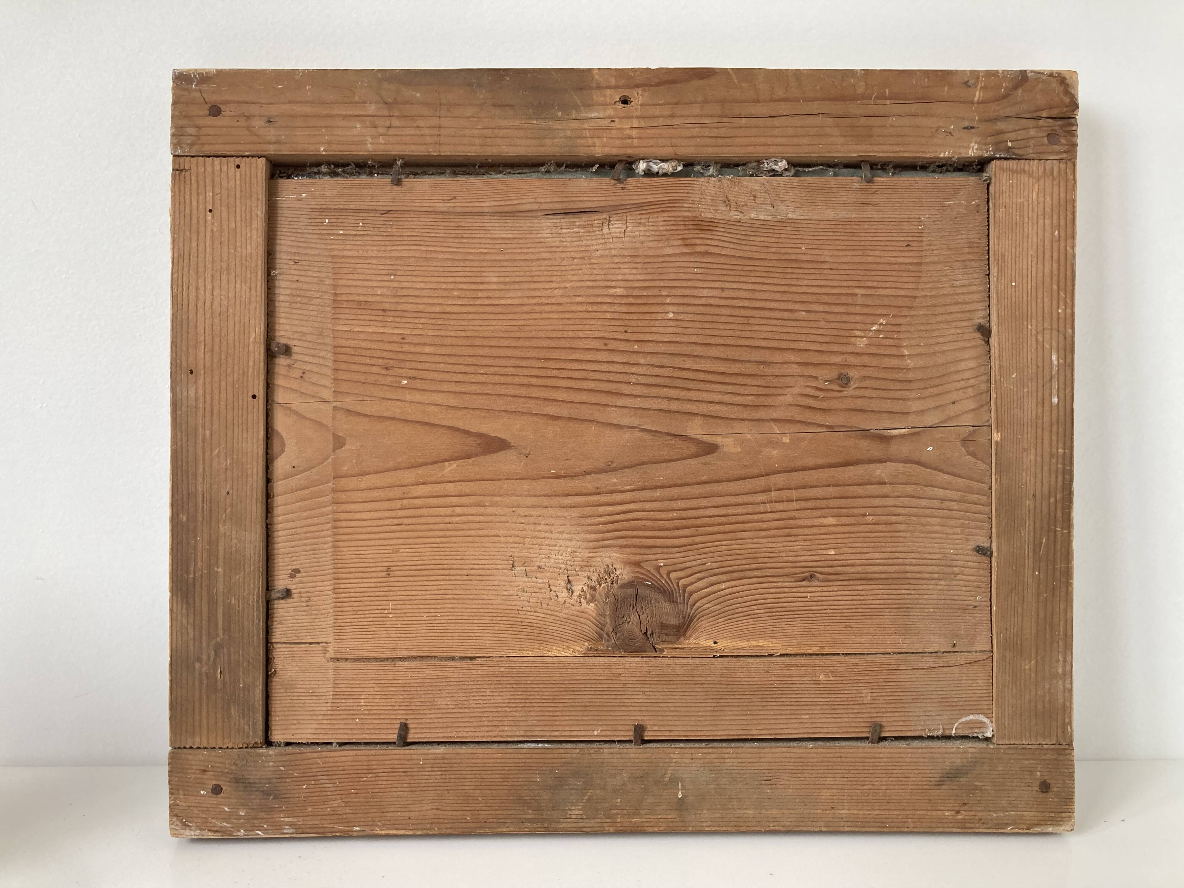 Petit miroir en bois stuqué et doré d’époque Restauration