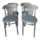 Set of 4 vintage bistro chairs enhanced in pearl grey.