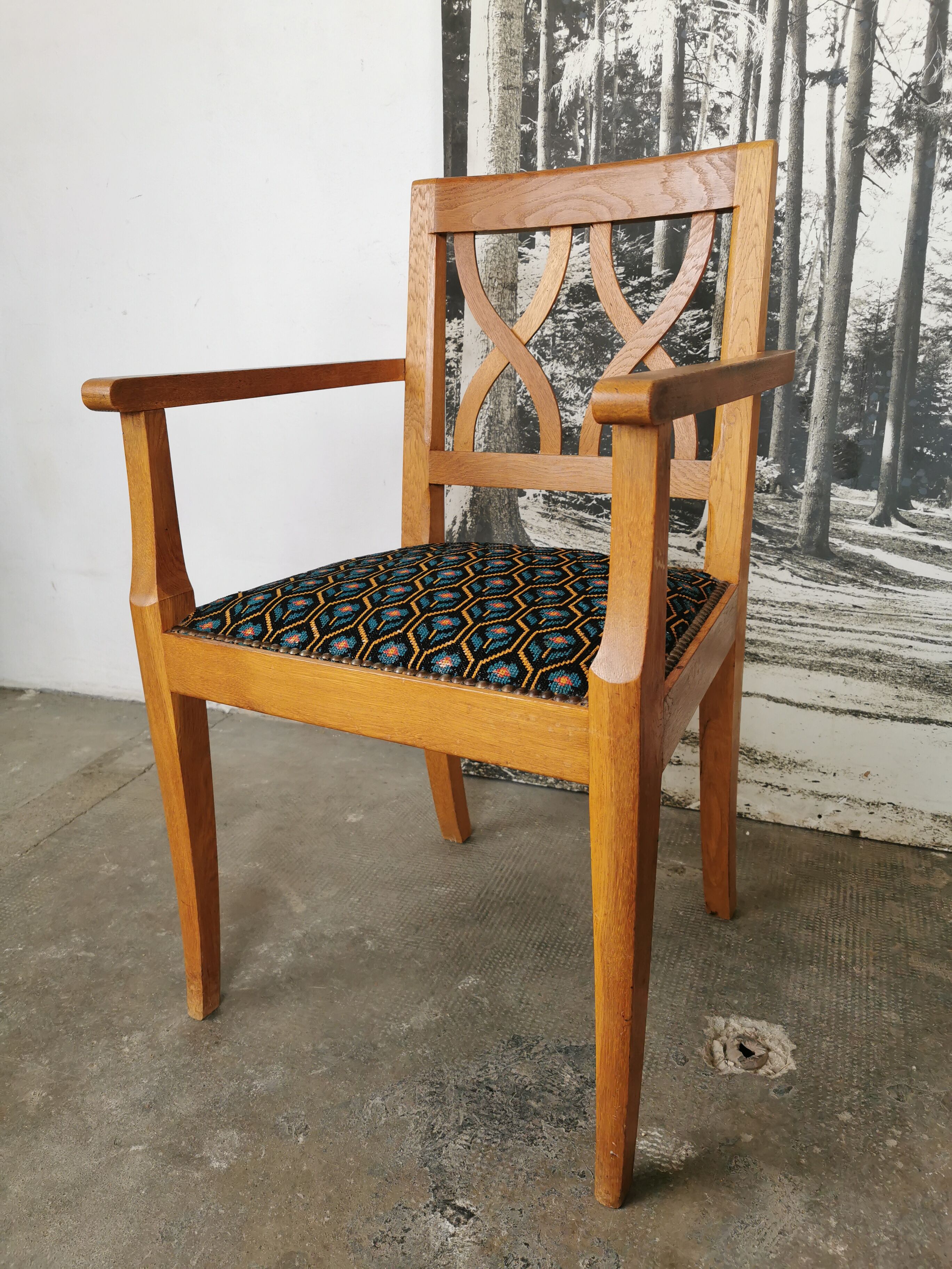 Art deco oak armchair 1940/1950