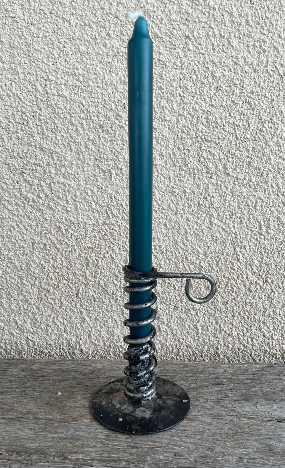 Vintage metal spring candle holder