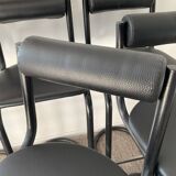 Series of 6 tubular and leatherette stools, 70s- 80s