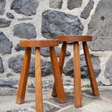 Pair of solid wood tripod stools