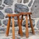 Pair of solid wood tripod stools