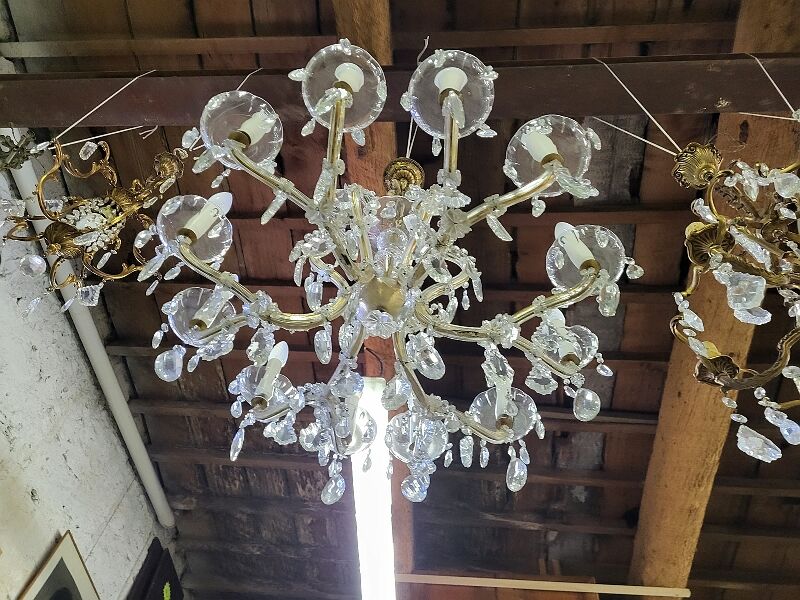 Lustre pampilles gaine de verre 12 ampoules