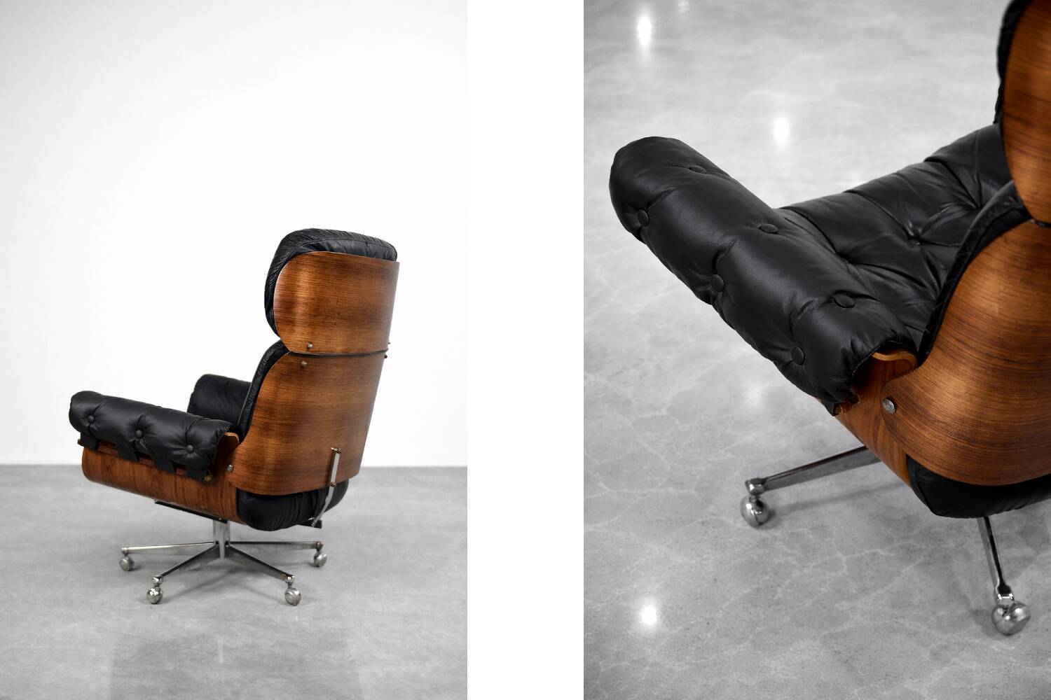 Vintage Mid-Century Modern Swiss Leather Lounge Chair from Giroflex