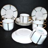 Set of 6 ART DECO black and gold porcelain coffee cups from the 1920s-1930s