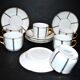 Lot de 6 tasses à café et sous-tasses Art Déco noir et or en porcelaine, années 1920-1930