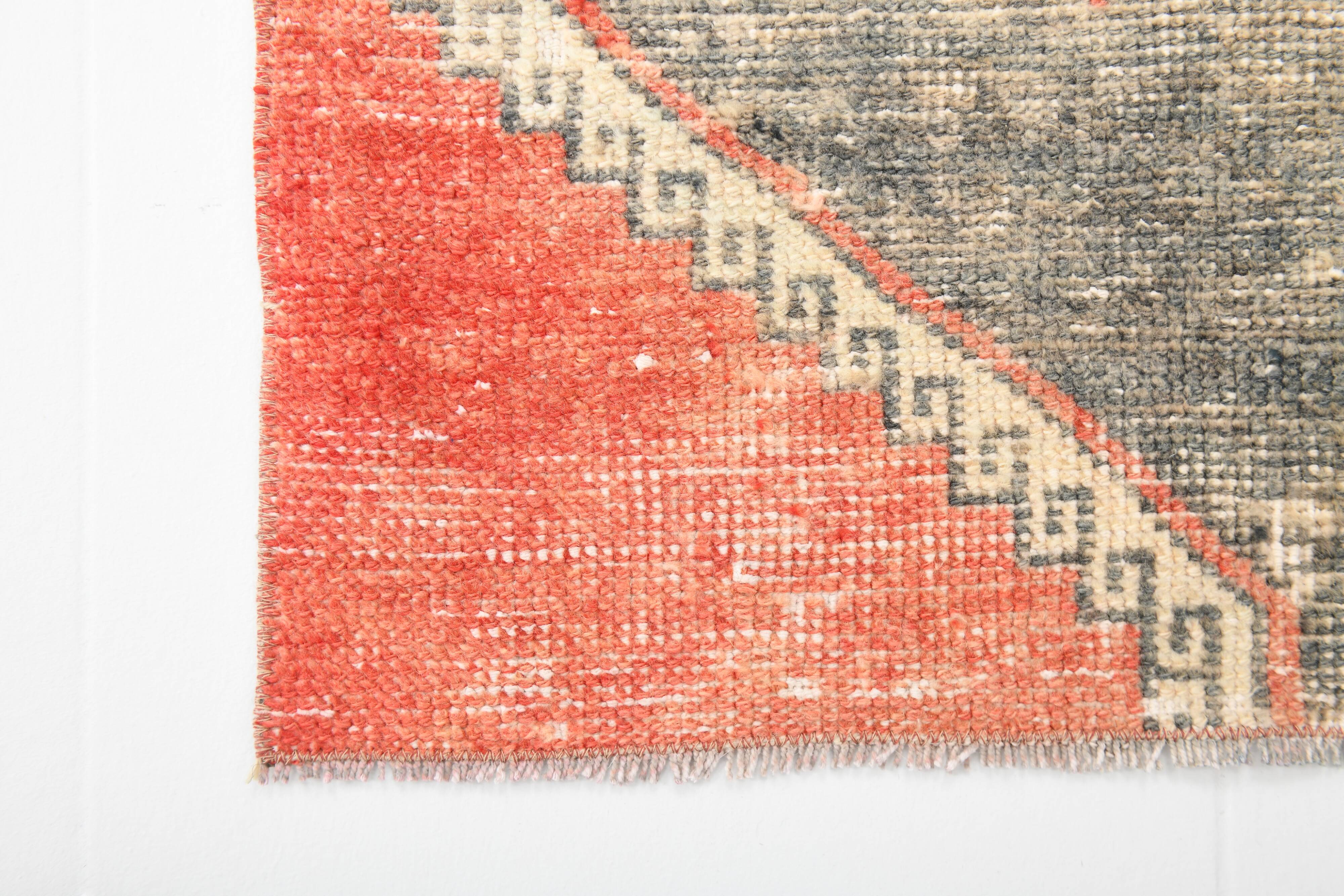 3x6 Handmade Turkish Red Vintage Rug, 81x185Cm