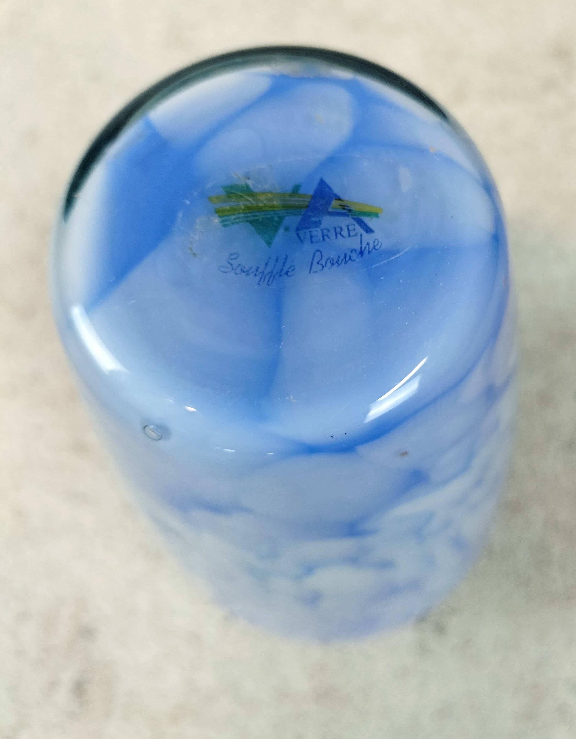 Small blue blown glass vase