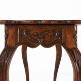 Antique Louis XV style side table in carved wood and marquetry, 1900s
