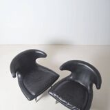 Set of Italian Horn leather armchairs, 1960s