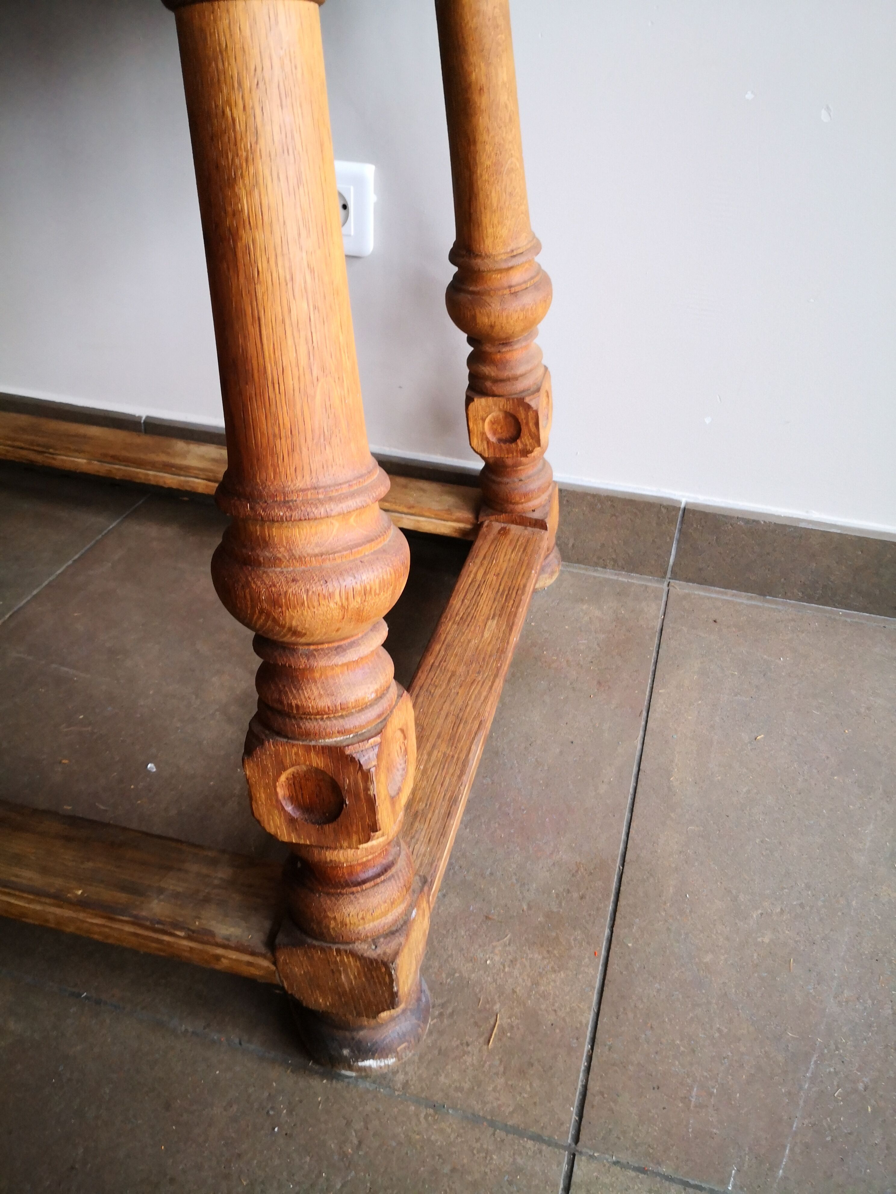 Old country desk feet turned