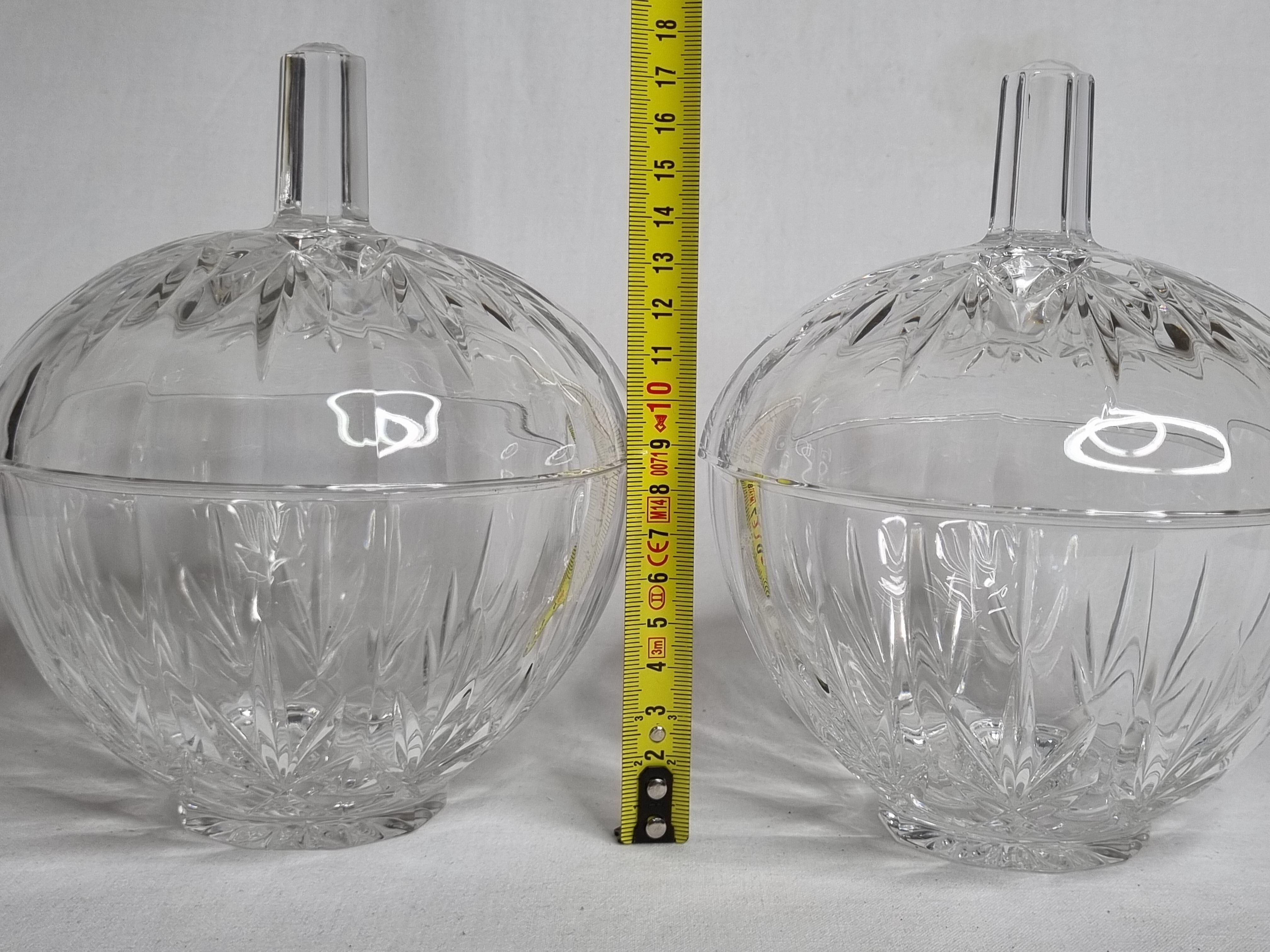 Pair of crystal candy boxes, Italy