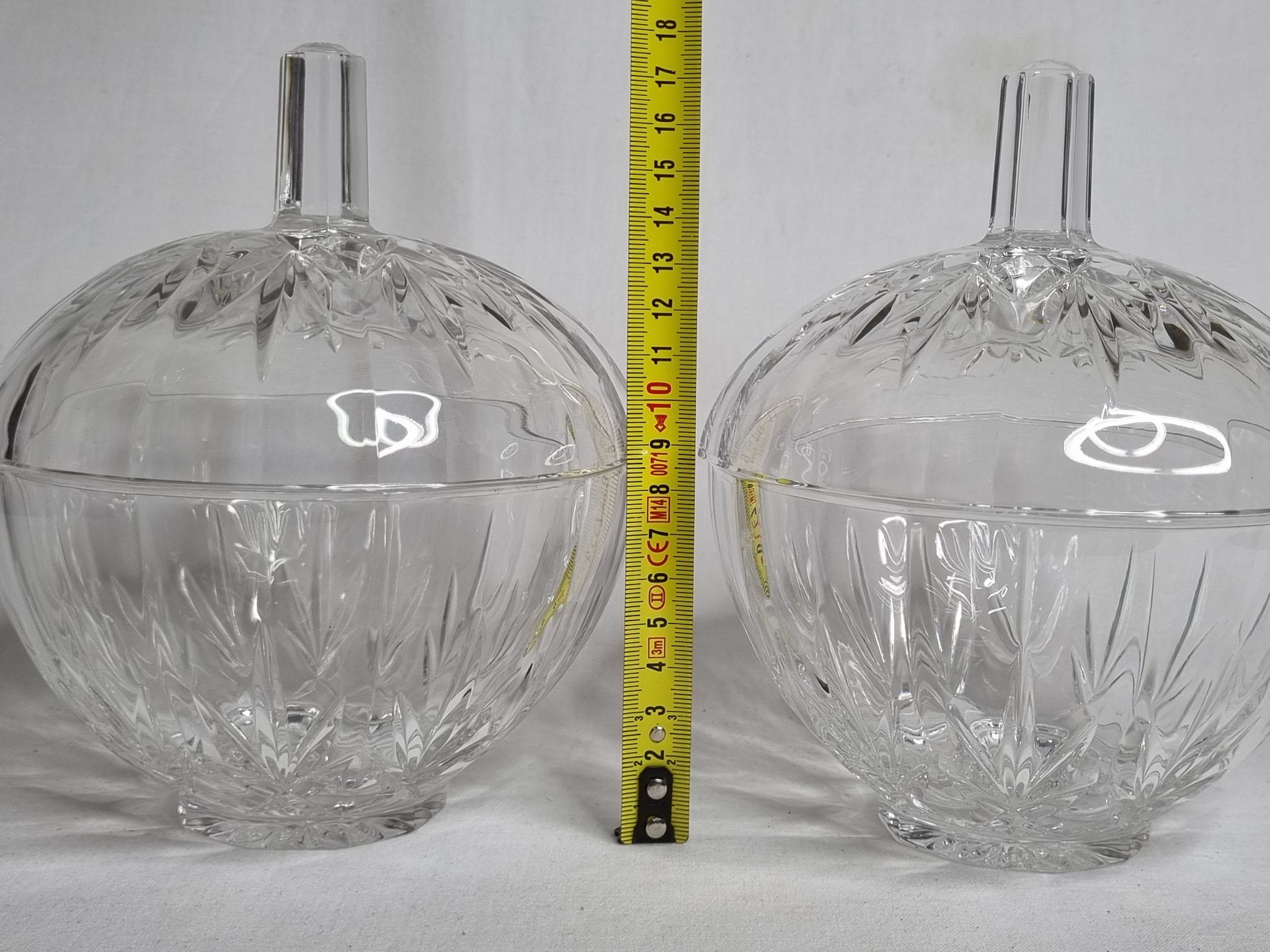 Pair of crystal candy boxes, Italy