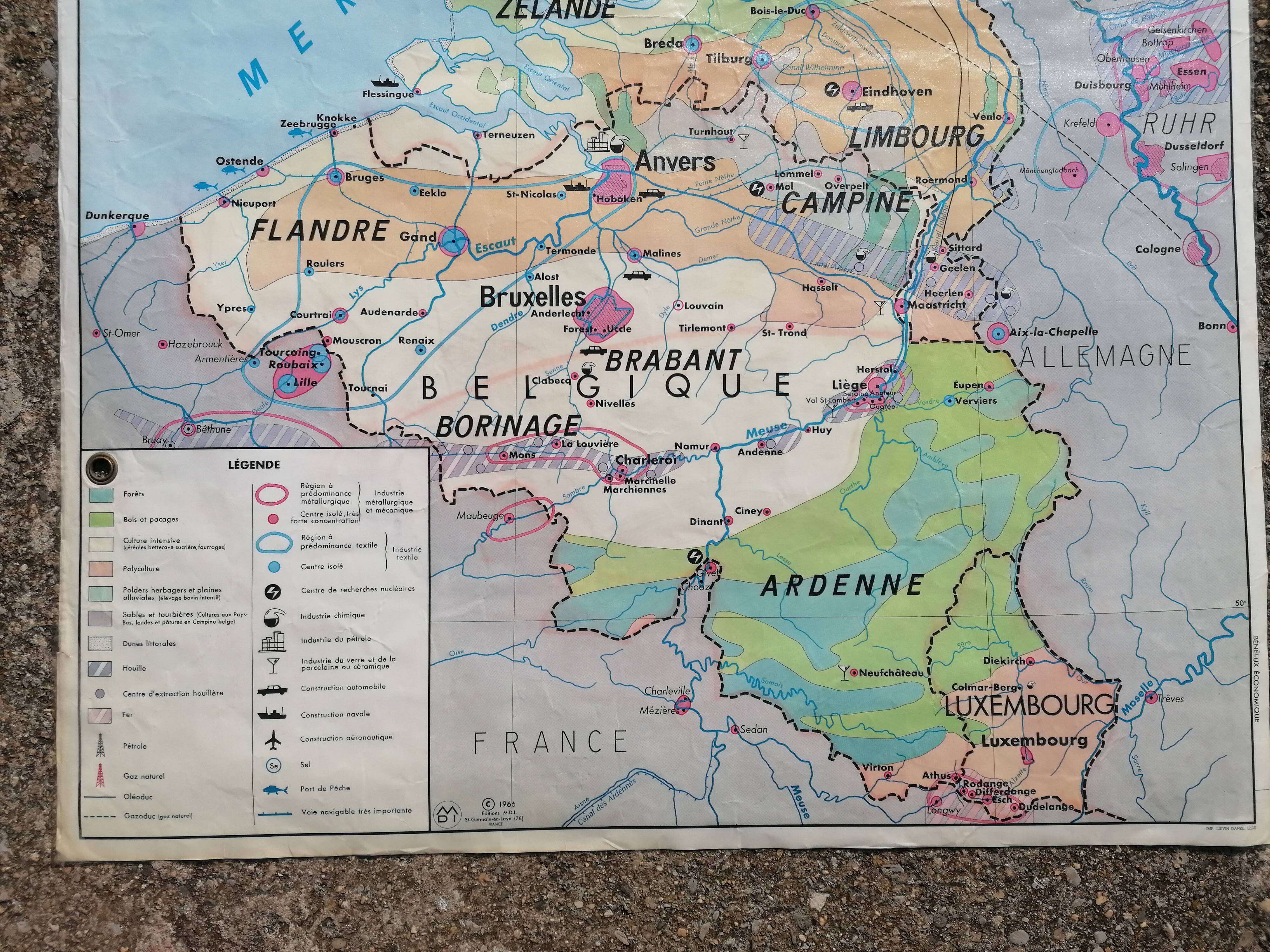 Old vintage British Isles /Benelux mdi map